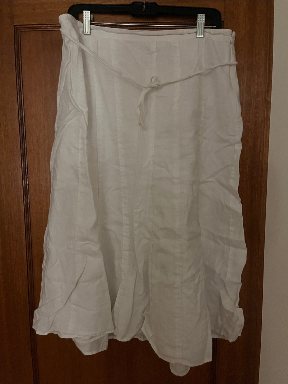 Boden White Linen Tie-Waist Maxi Skirt